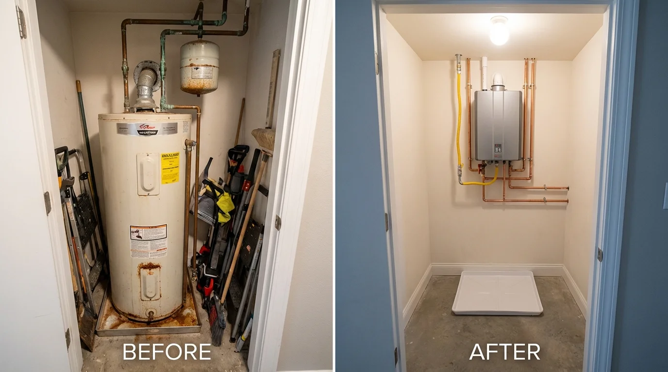 Tank water heater versus wall-mounted tankless unit comparison for Campbell, CA homeowners