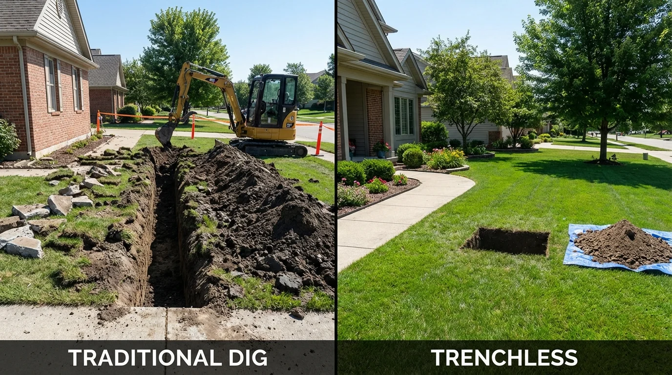 Trenchless sewer repair with minimal yard damage versus traditional excavation in Campbell, CA